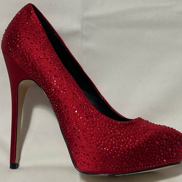 ALDO - Red Rhinestone Heels - Picture 4 of 5